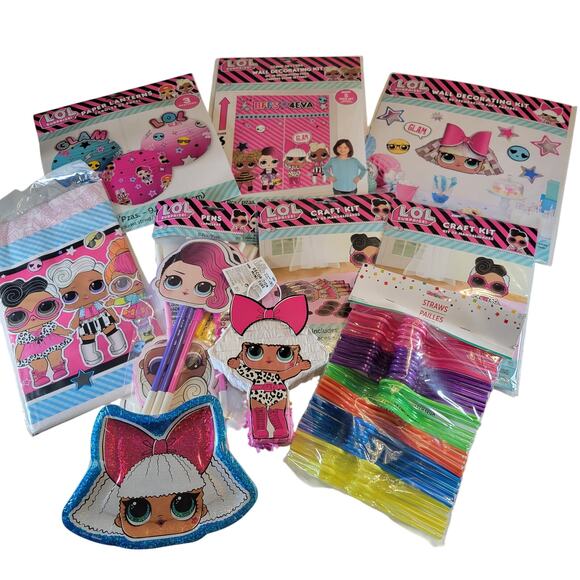 LOL Surprise Doll Party Kit for 8 Plates, Decor, Lanterns, Pens Straws Huge Lot - Picture 1 of 16